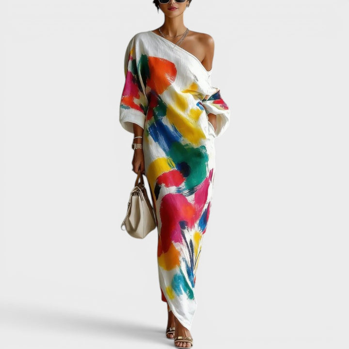 Aria | Artistic One-Shoulder Maxi Dress