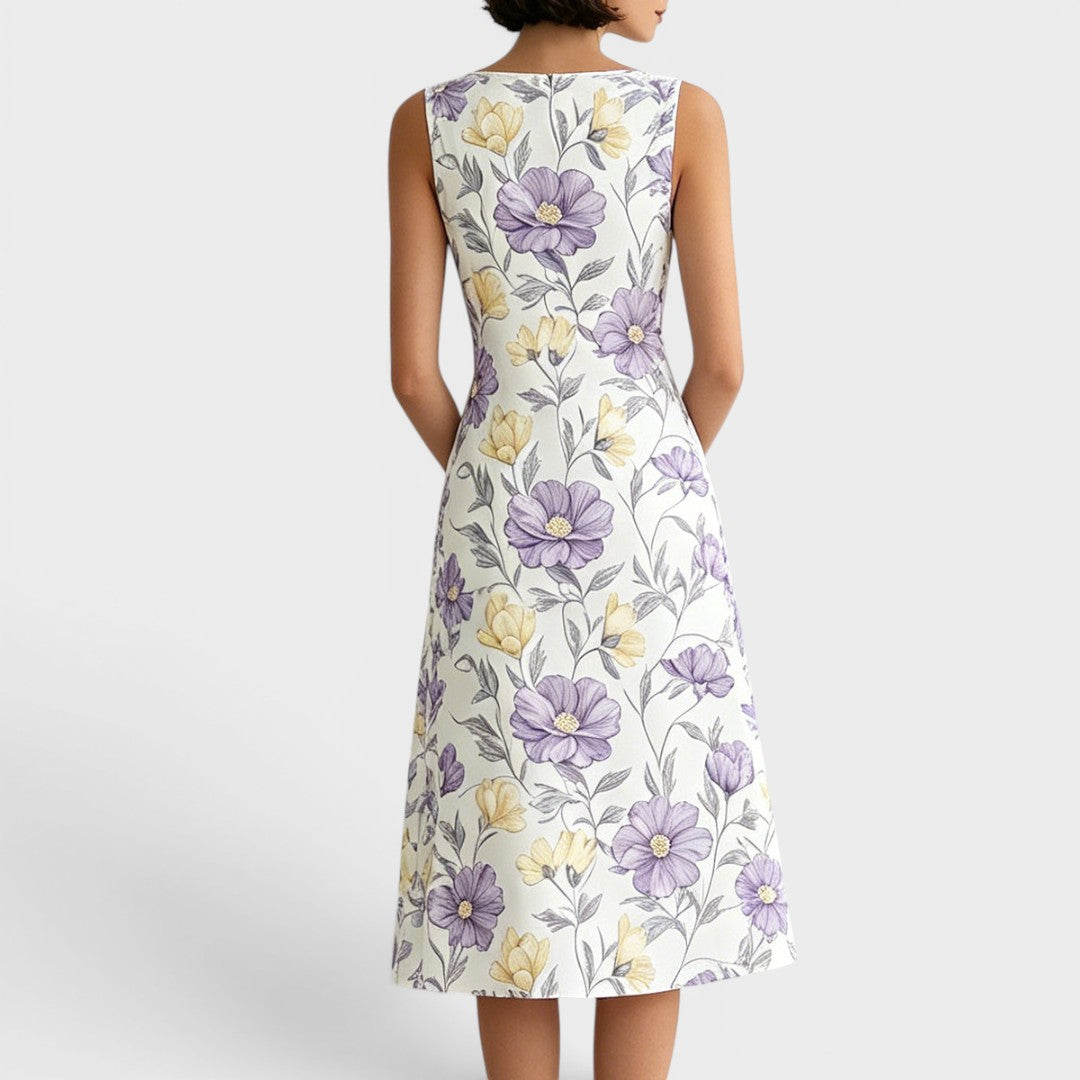 Camille | Sleeveless Floral A-Line Midi Dress