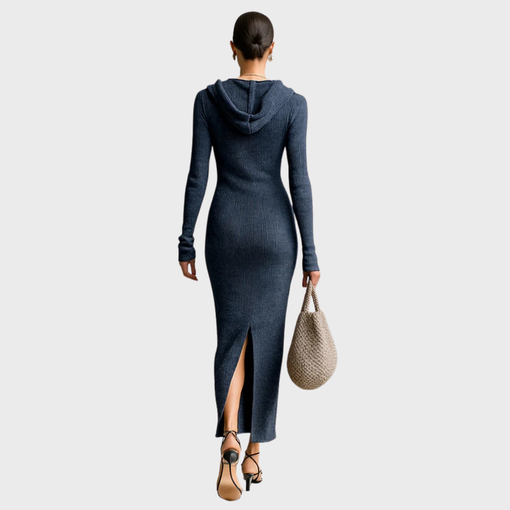 Slim-fit Hooded Knitted Maxi Dress