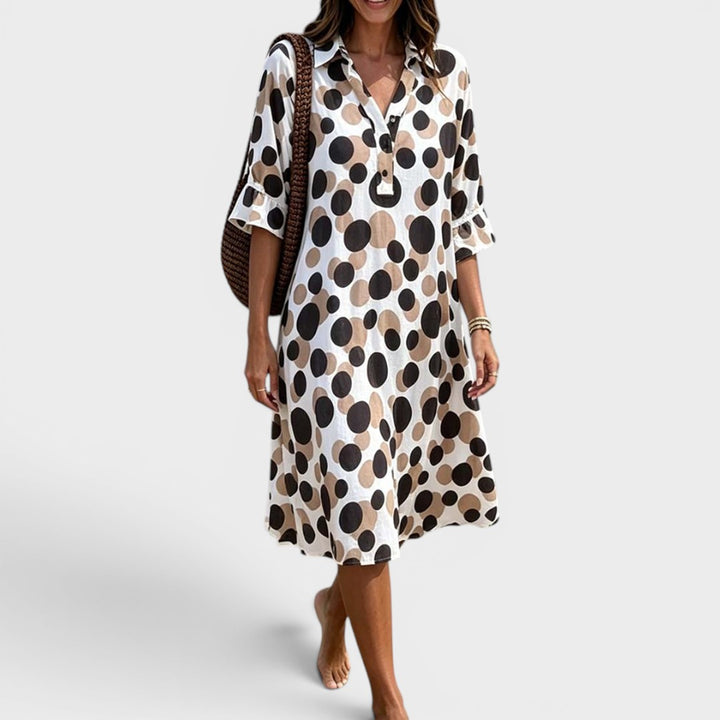 Monroe | Coastal Polka Dot Midi Dress