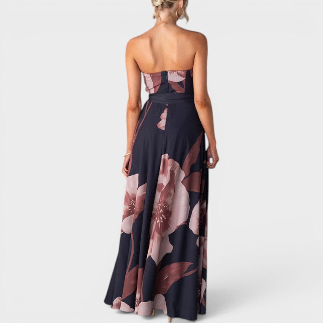 Evelina | Strapless Floral Maxi Dress