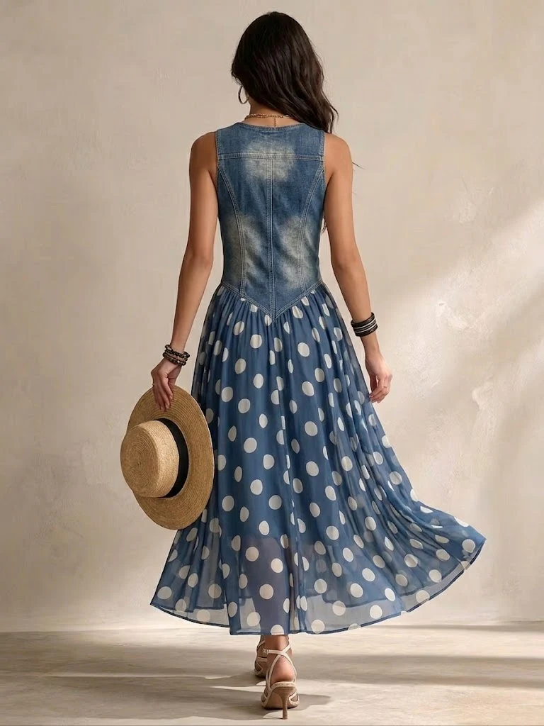 Dana | Polka Dot Chiffon Midi Dress