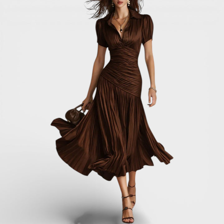 Adriana | Satin Striped Midi Dress Summer