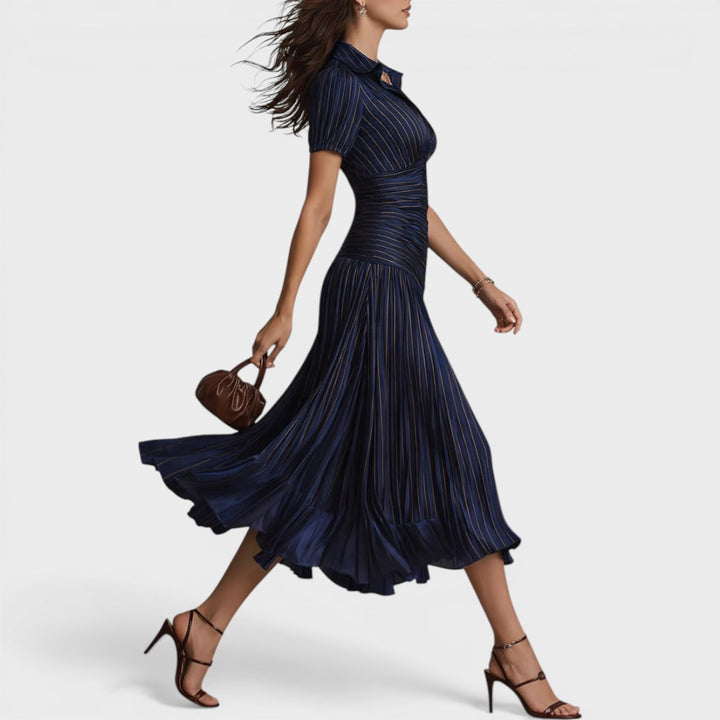 Adriana | Satin Striped Midi Dress Summer