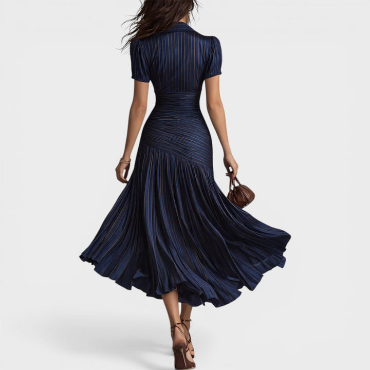 Adriana | Satin Striped Midi Dress Summer