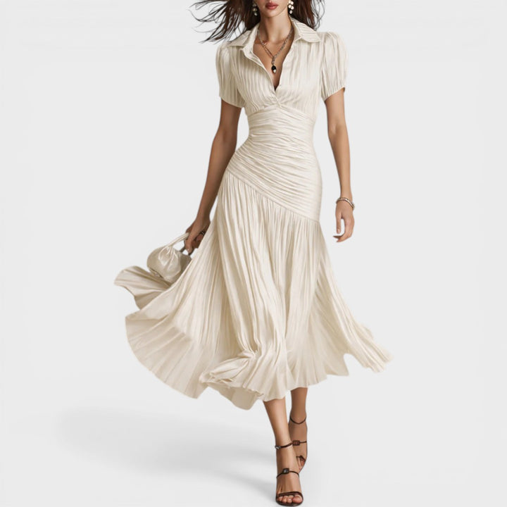 Adriana | Satin Striped Midi Dress Summer