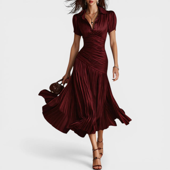 Adriana | Satin Striped Midi Dress Summer