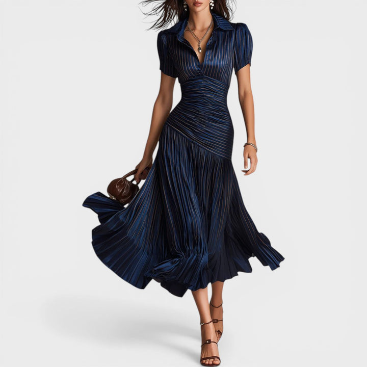 Adriana | Satin Striped Midi Dress Summer