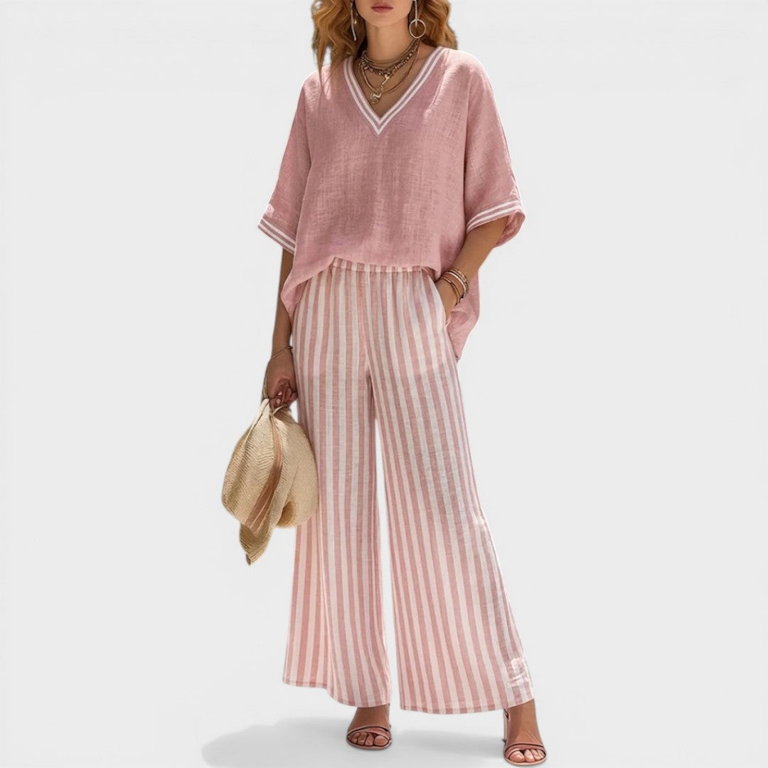 Alira | Striped Linen Duo Set