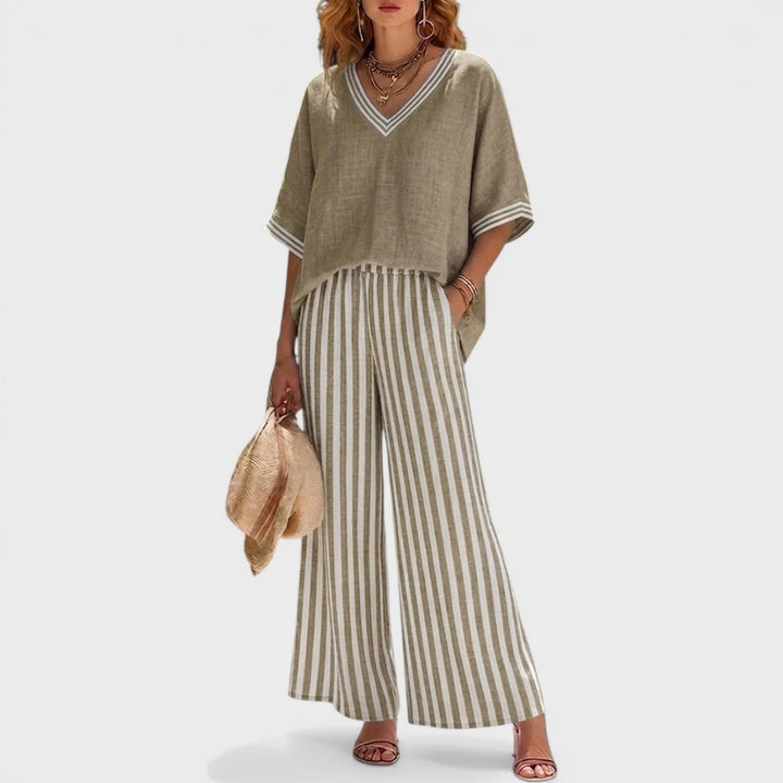 Alira | Striped Linen Duo Set