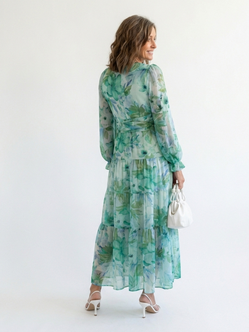 green floral maxi dress with sleeves Future Fun Green Floral Maxi Dress, Medium - The Mint Julep Boutique