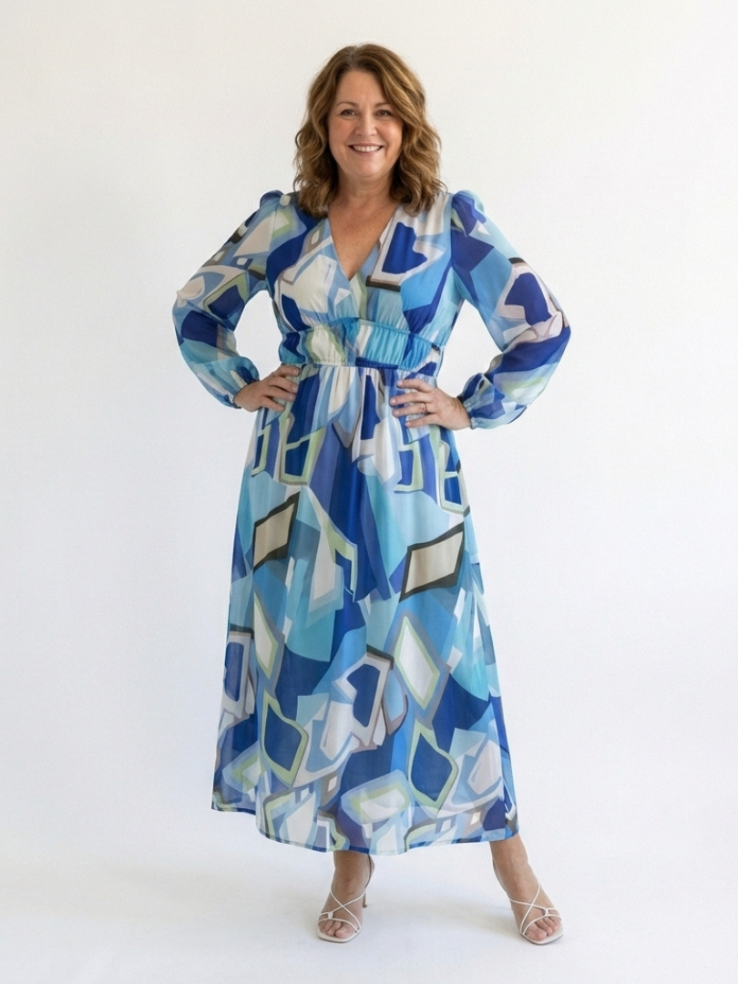 blue floral maxi dress long sleeve Althea