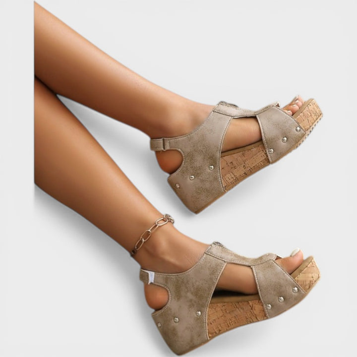 Bettina | Wedge Sandals with Zipper