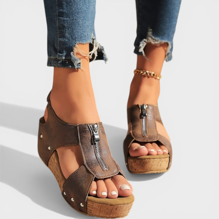 Bettina | Wedge Sandals with Zipper