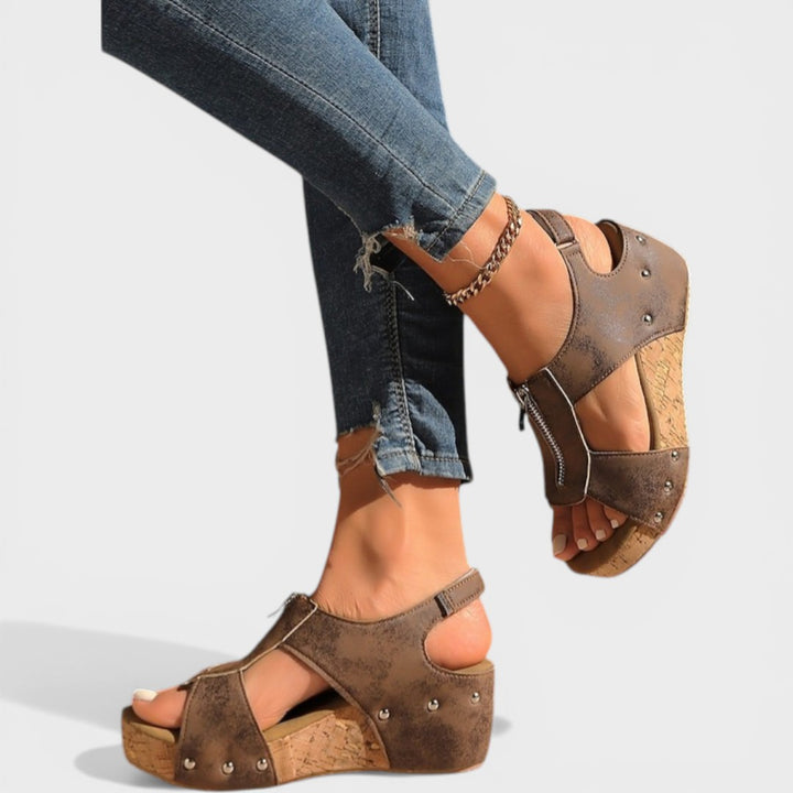 Bettina | Wedge Sandals with Zipper