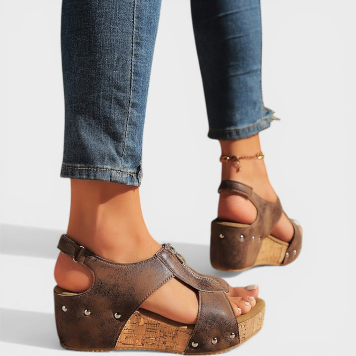 Bettina | Wedge Sandals with Zipper