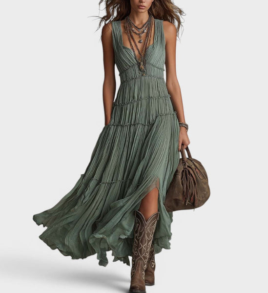 green bohemian dress Bonnie