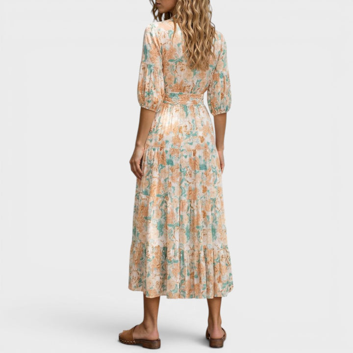 Seraphina | Floral Wrap Waist Midi Dress