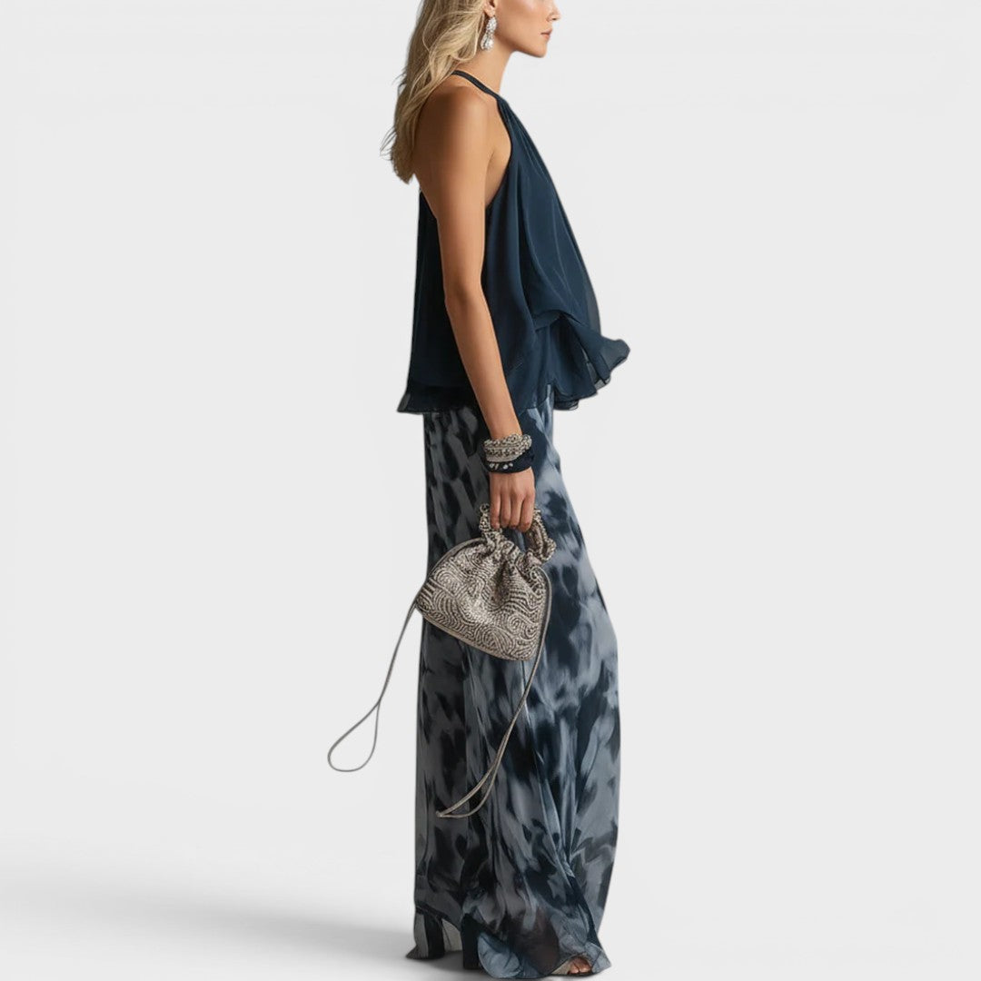 Brenda | Halter Top and Wide-Leg Printed Set