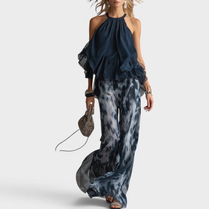 Brenda | Halter Top and Wide-Leg Printed Set