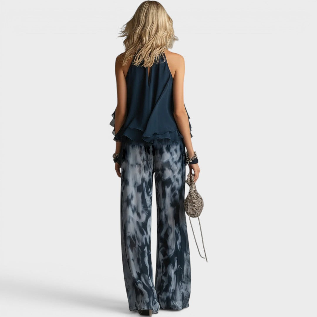 Brenda | Halter Top and Wide-Leg Printed Set