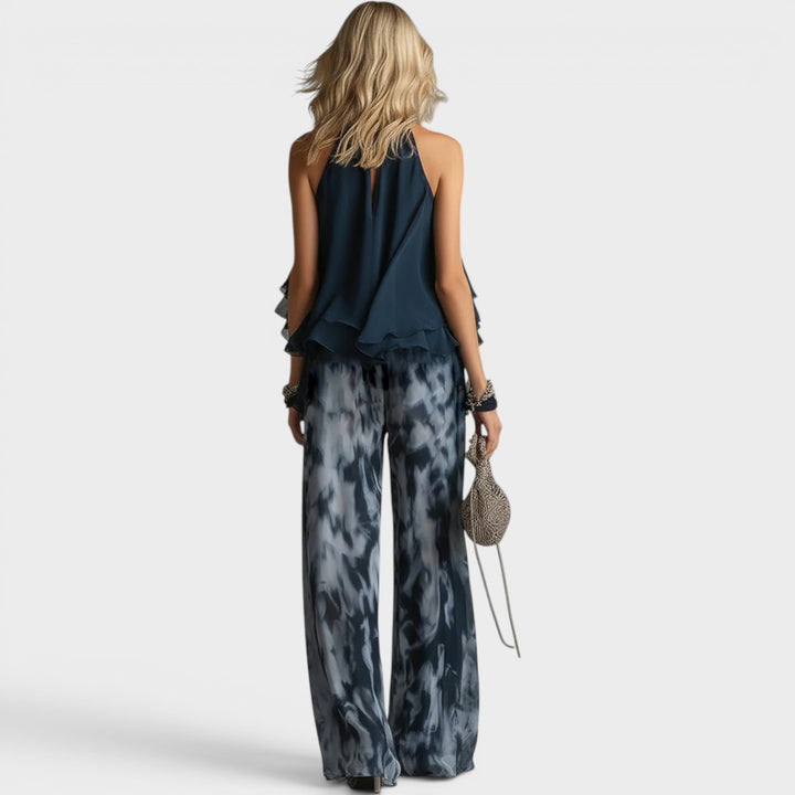 Brenda | Halter Top and Wide-Leg Printed Set