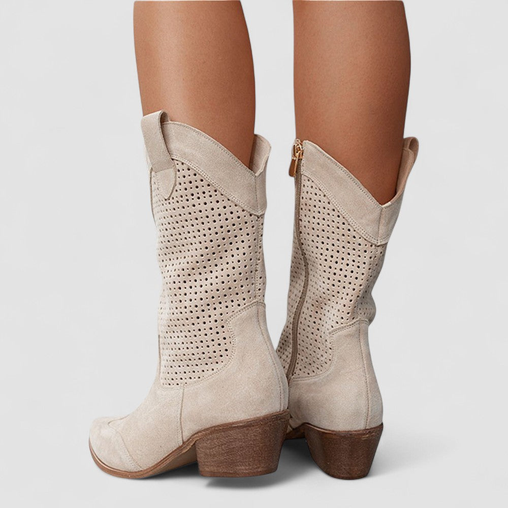 Savannah | Perforated Western Mid-Calf Boots