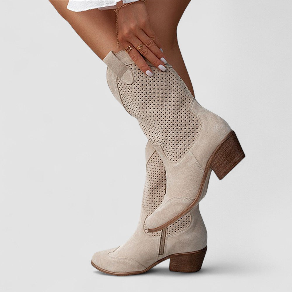 Savannah | Perforated Western Mid-Calf Boots