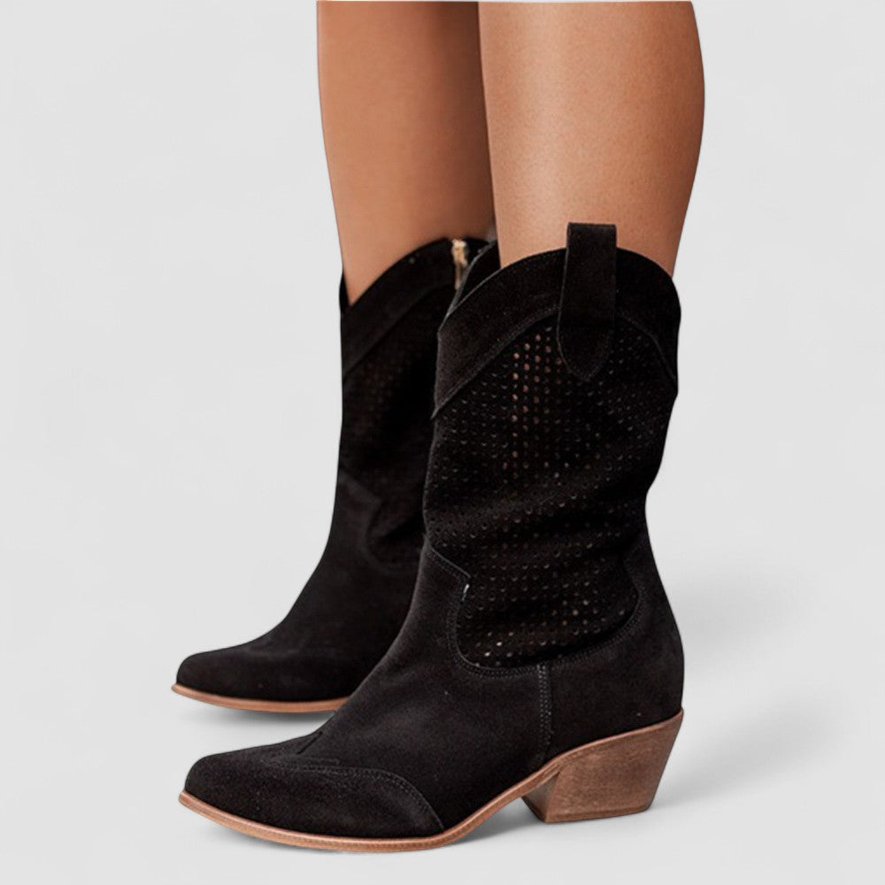 Savannah | Perforated Western Mid-Calf Boots