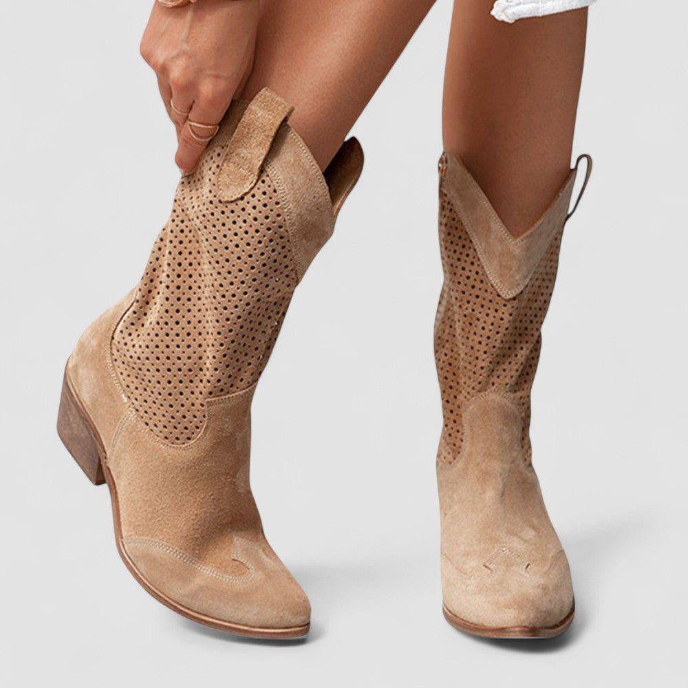 Savannah | Perforated Western Mid-Calf Boots