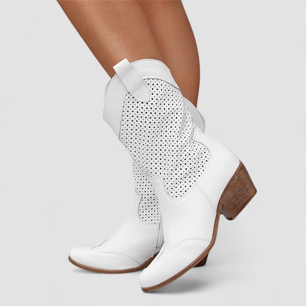 Savannah | Perforated Western Mid-Calf Boots