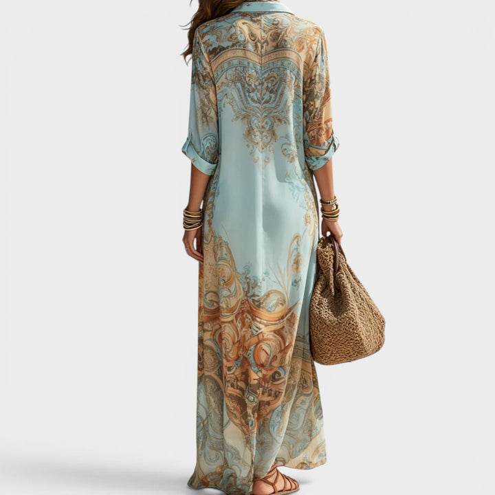 Isadora | Artistic Print Maxi Shirt Dress