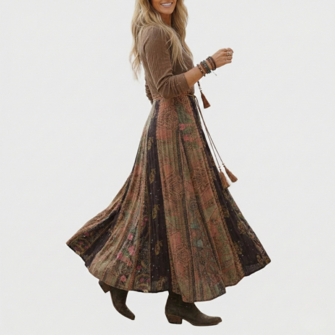Heather | Vintage Boho Print Midi Dress