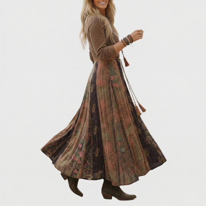 Heather | Vintage Boho Print Midi Dress