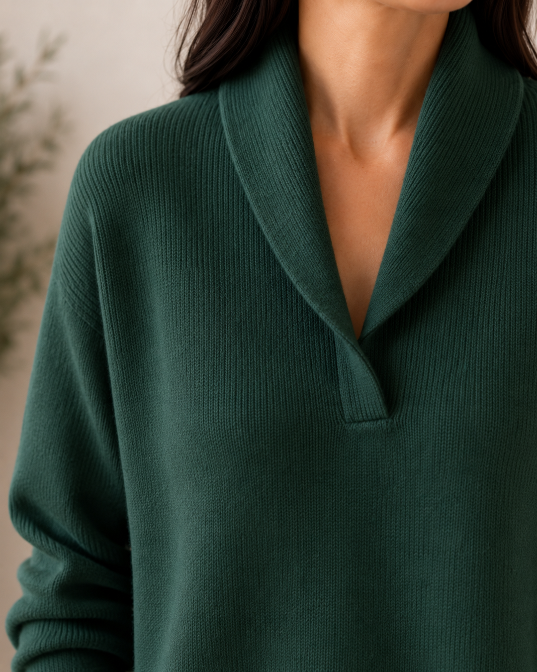 Adeline Soft V-Neck Sweater neckline detail