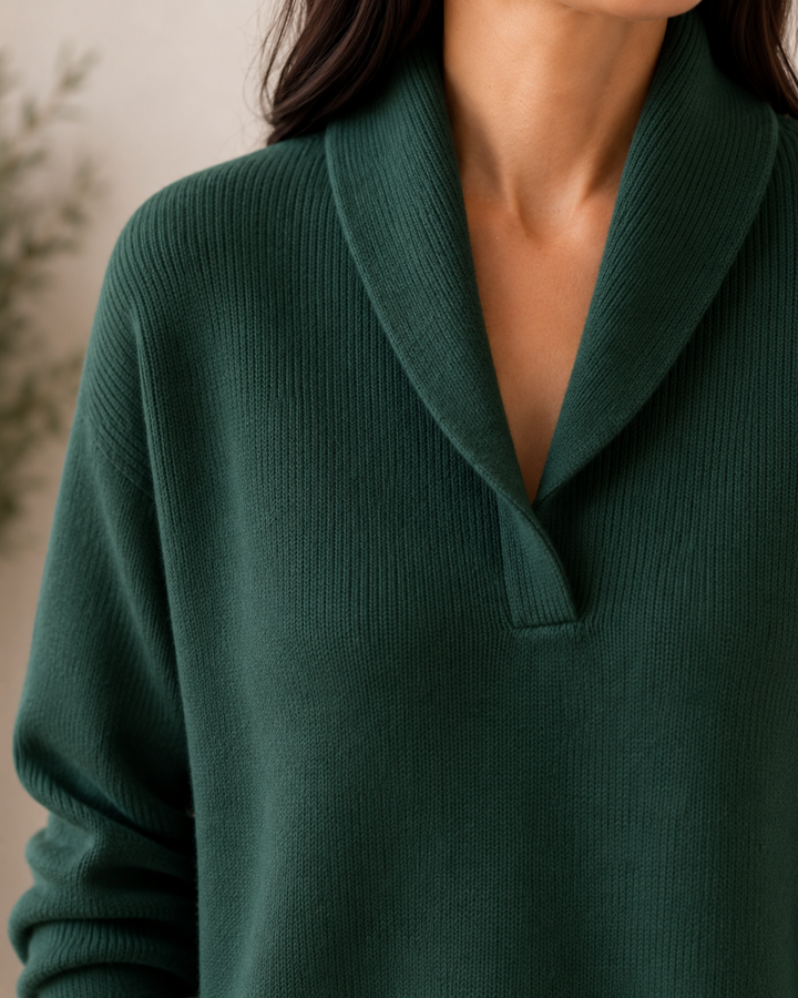 Adeline Soft V-Neck Sweater neckline detail