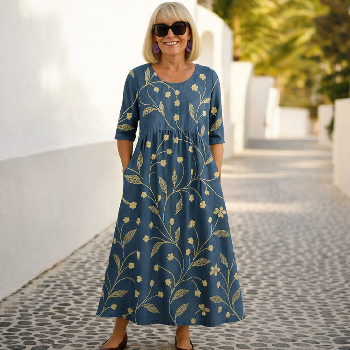 lily midi dress The Lily Dress in Blue Tapestry Rose 2 / Blue Tapestry Rose