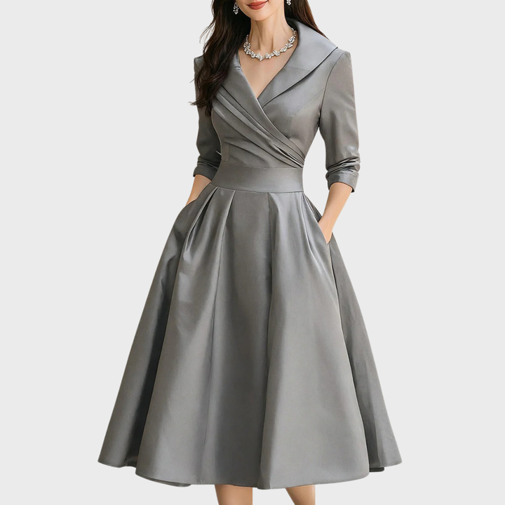 Diana | Elegant Long Sleeve Midi Dress