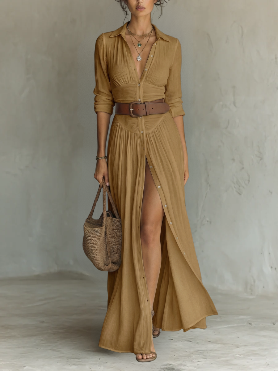 Olivia | Elegant Belted Maxi Dress