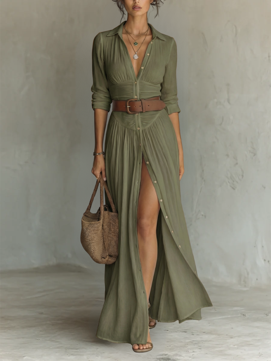 Olivia | Elegant Belted Maxi Dress