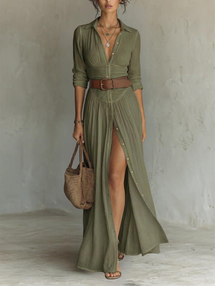 Olivia | Elegant Belted Maxi Dress