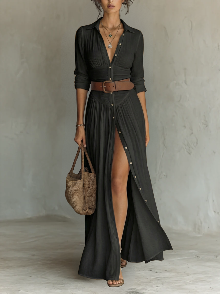 Olivia | Elegant Belted Maxi Dress