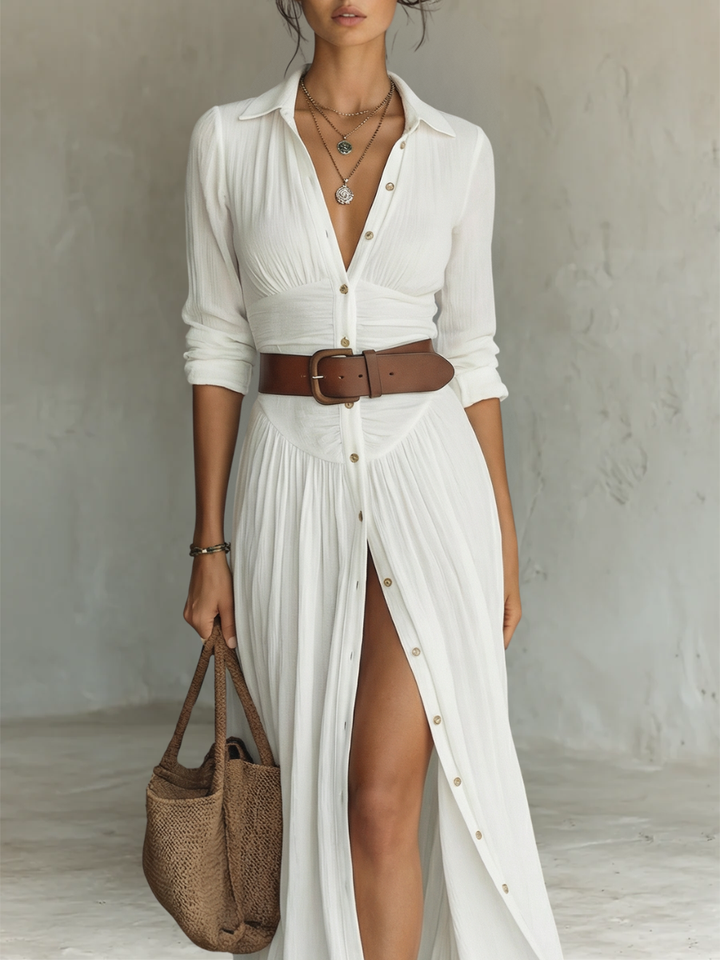 Olivia | Elegant Belted Maxi Dress