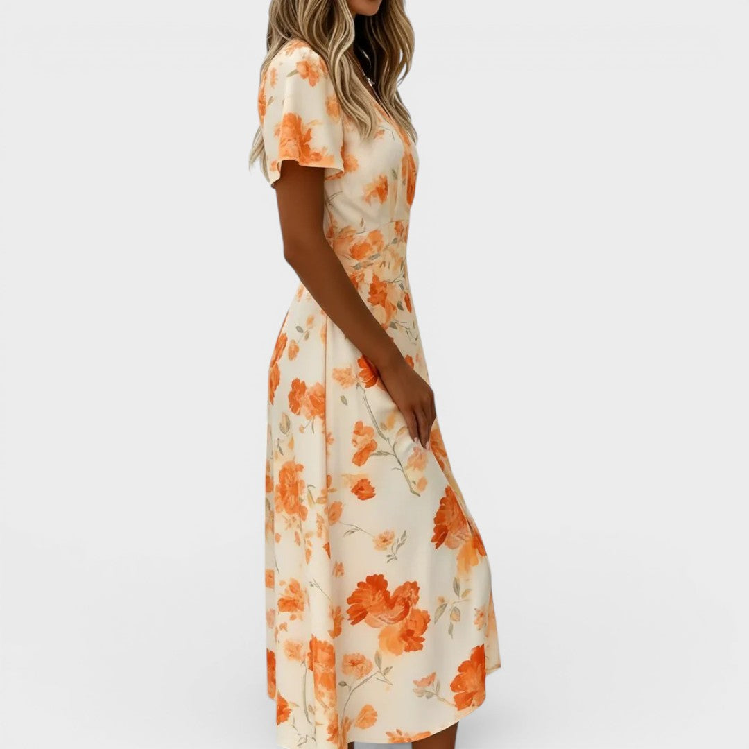 Doris | V-Neck Wrap Midi Dress