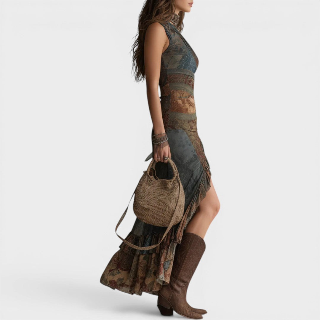 Eliza | Ethnic-Style Printed One-Shoulder Maxi Dress