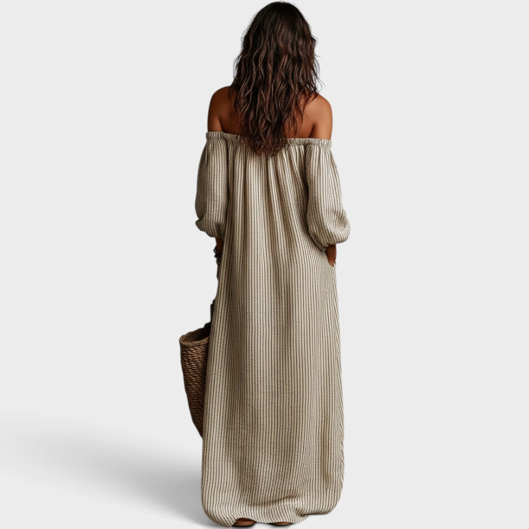 Savannah | Striped Off-Shoulder Maxi Dress