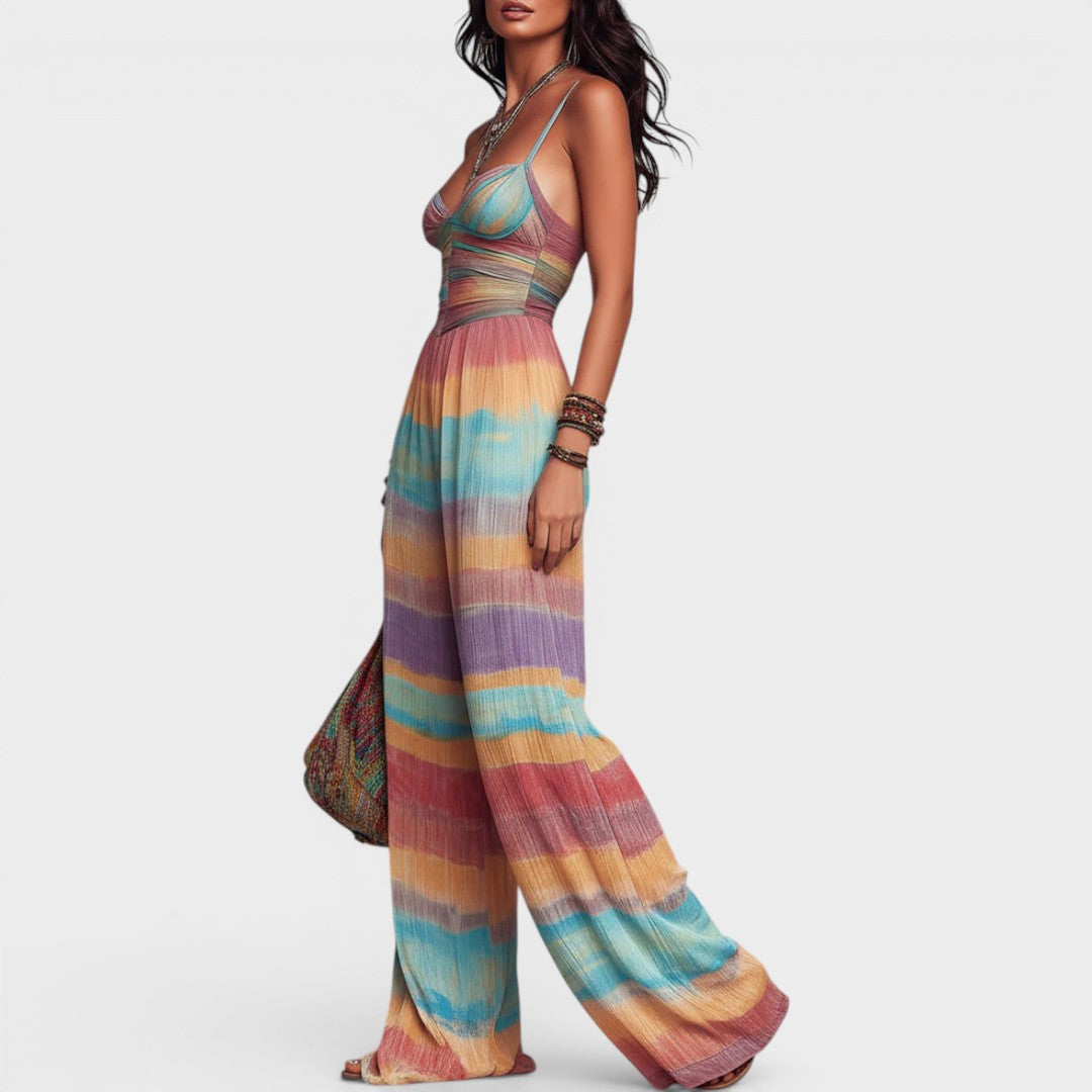 Glenda | Rainbow Striped Wide-Leg Jumpsuit