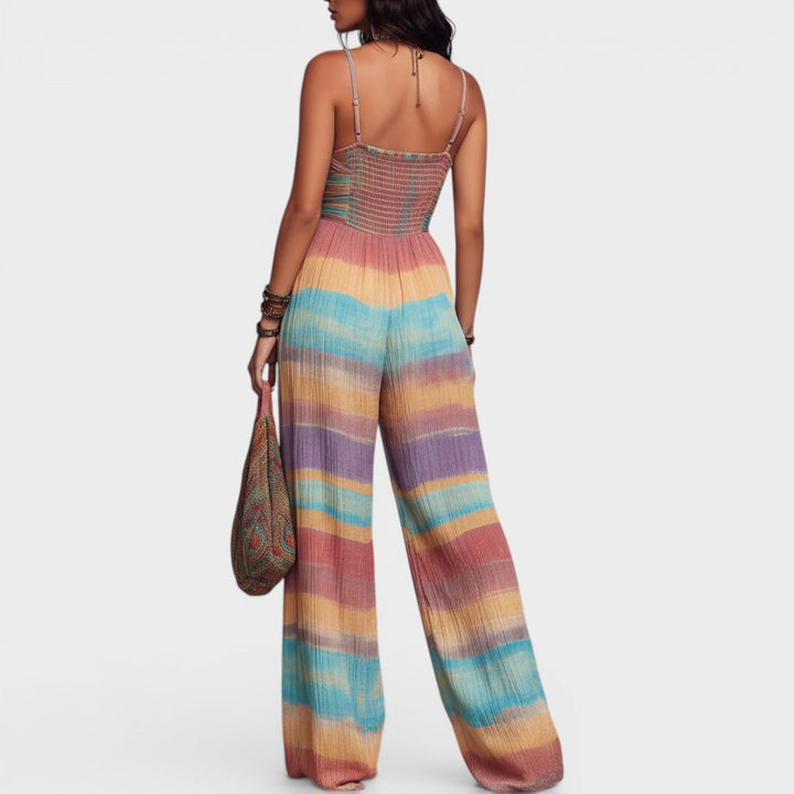 Glenda | Rainbow Striped Wide-Leg Jumpsuit