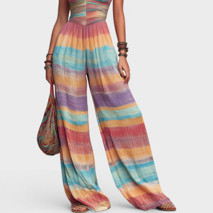 Glenda | Rainbow Striped Wide-Leg Jumpsuit