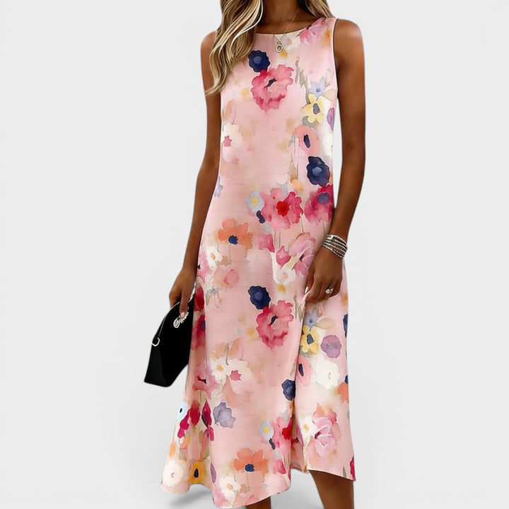 Rosalie | Watercolor Floral Midi Dress